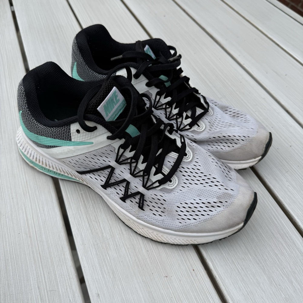 Nike Zoom Winflo 3 Womens 9.5 Running Shoes White Black Teal 831562-101